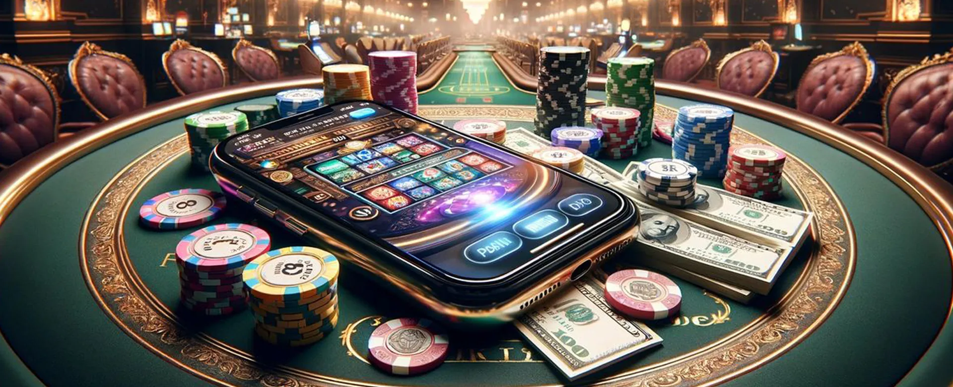 Dynamic casino games and excited players, emphasizing the scientific aspect of engagement with a golden glow.